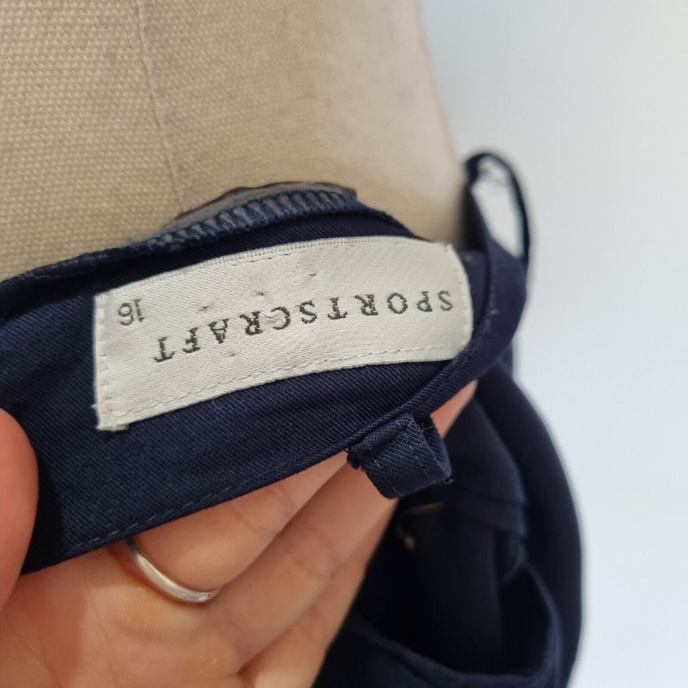 Sportscraft Navy Blue Button Up Midi Skirt Vintage 90s Size 16 - Picture 7 of 10